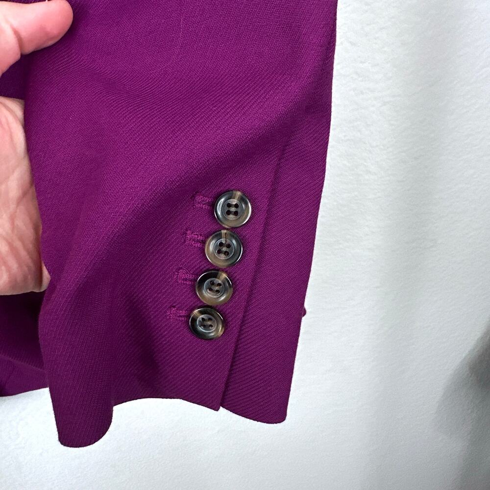 ANN TAYLOR Hutton Blazer Twill Pulsar Purple Size 4 Notched Collar Office Jacket - Picture 7 of 9